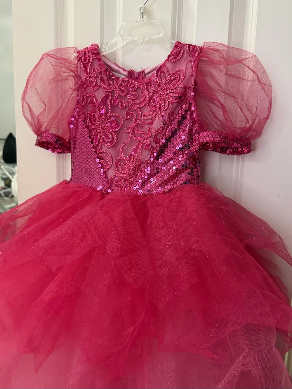 Source Unknown Hot Pink Sequin Tulle Princess Costume Dress